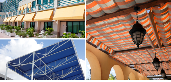 different styles of weather resistant welded awnings 