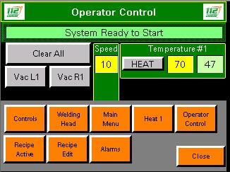 112 Tela de controle do operador de ar quente extremo dois