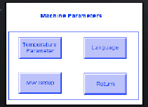 Seleção do menu de parâmetros