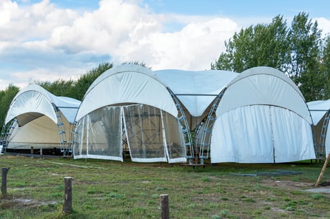tent with clear window sidewalls